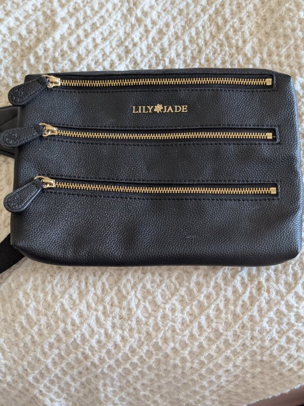 Black Lily Jade 3 Zipper Fanny Pack Adjustable